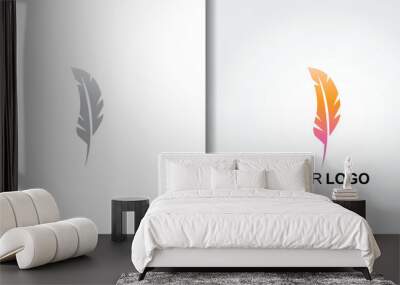 Minimalist Feather Logo Vector Wall mural