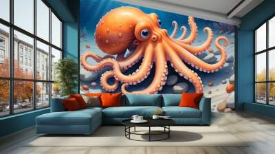 octopus watercolor Wall mural