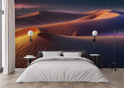 panoramic landscape view of sand dune desert with blue sky and natural light Wall mural