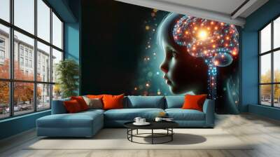 photo illustration of kids brain Wall mural