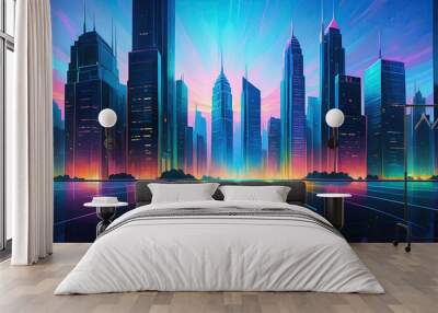 skyscraper office building abstract backgrounds illustration Wall mural