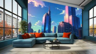 skyscraper office building abstract backgrounds illustration Wall mural