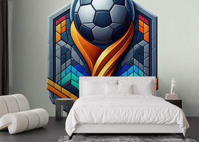 Soccer football trophy 3d illustration isolated on muted plain background Wall mural