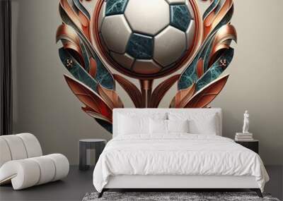 Soccer football trophy 3d illustration isolated on muted plain background Wall mural