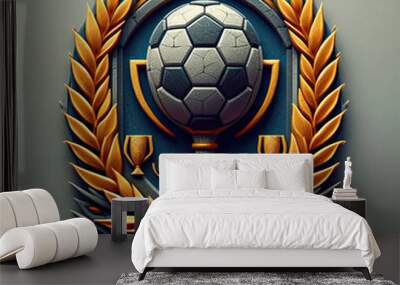 Soccer football trophy 3d illustration isolated on muted plain background Wall mural