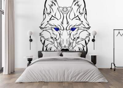 vector image of an wolf on white background Wall mural