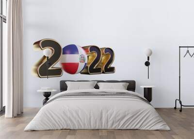 3d text 2022 Dominican Republic flag rendering left view Wall mural