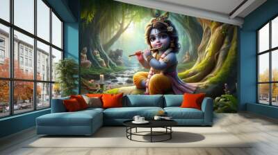 Shree Krishna for Janmashtami, Makhan Chor, Bal Krishna, Cute	 Wall mural