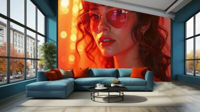 Stylish girl looks at camera Wall mural