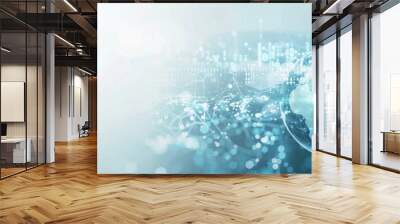 Abstract futuristic background with a digital world map and planet Earth in a light blue color, a technology concept for a global business or science idea design template Wall mural