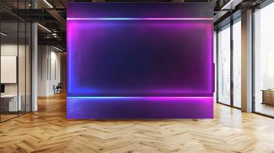 Black background with a purple and blue gradient rectangular box inside the border of the frame in a white colored font. Wall mural