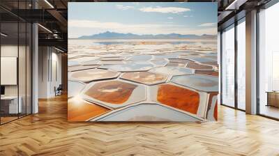 Surrealist aerial view of the Salar de Uyuni, Bolivia, AI Generated Wall mural