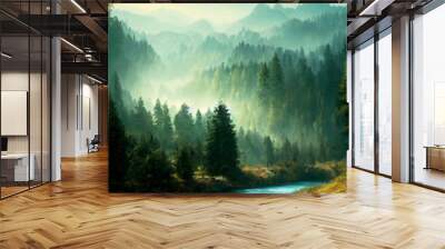 Beautiful untouched nature Generative AI Wall mural