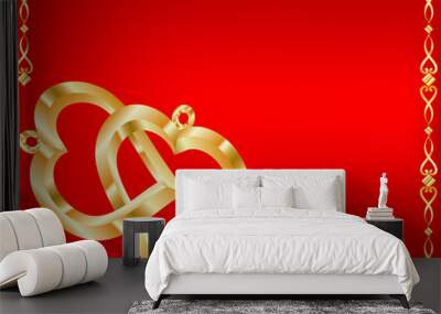 two gold hearts Wall mural