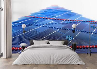 The solar battery in the form of a Christmas tree Wall mural