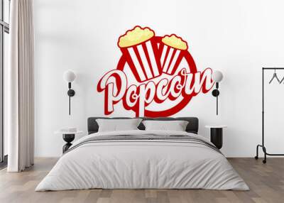 popcorn logo vector icon illustration Wall mural