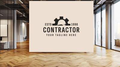 vintage style contractor logo vector icon illustration Wall mural