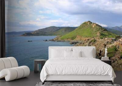 view over Illes Sanguinaires, genoese tower and Pointe de la Parata near Ajaccio, Corsica, France Wall mural