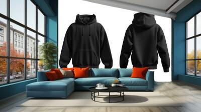 Black hoodie isolated on transparent background. Wall mural