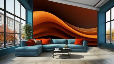 Brown wave gradient color background. Brown curve banner design.  Wall mural