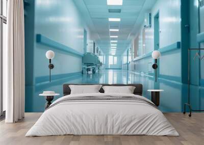 Empty blank corridor hospital with blurred background Wall mural