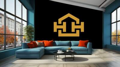 Letter H and home logo design vector. Real estate sign symbol. Wall mural