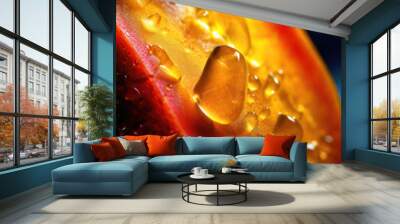 AI generated close up photo of juicy mango slice Wall mural