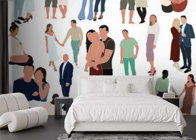 Diversity group of working people, diverse business men and women avatar icons. Vector illustration of people flat design characters. Wall mural