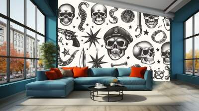 set of elements for design. tatoo Wall mural