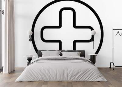 Logo Cross Hospital - Thin line icon - Medical Health - EDITABLE STROKE - EPS Vector Wall mural