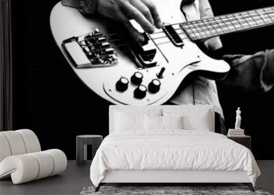 guitar on square background in black and white Wall mural