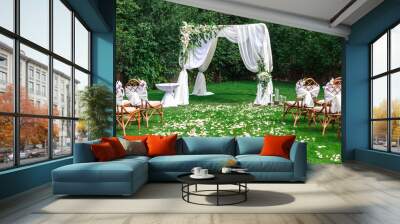 Beautiful setting for outdoors wedding ceremony Wall mural