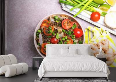 Indian lentil salad with veggies. Healthy food, vegetarian and vegan Wall mural