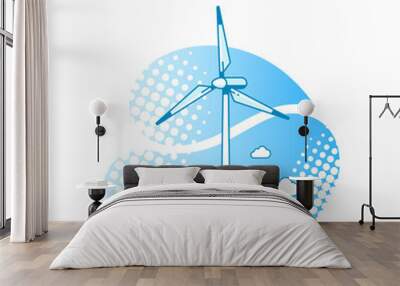 wind turbines on white background, flat style outline concept illustration of renewable wind energy Wall mural