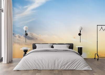 Blue sky and orange sunset panorama Wall mural