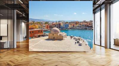  View of the old port of Chania on Crete, Greece Wall mural