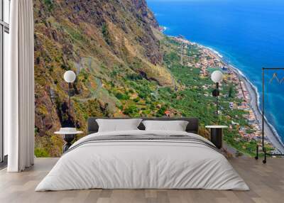 breathtaking view from the cliff on Madalena do Mar , Madeira, Portugal Wall mural