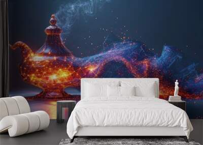 Abstract polygonal magic lamp isolated on white background Wall mural