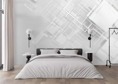 Abstract White Geometric Shapes Wall mural