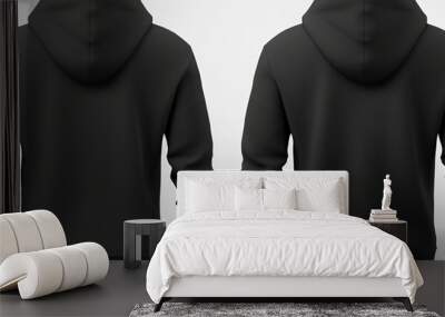 Blank black male hoodie sweatshirt long sleeve with clipping path Wall mural