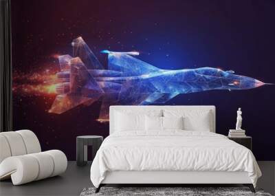 Digital Art of a Fighter Jet in Flight Wall mural