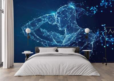 Digital Human Figure In A Network Of Lines Wall mural