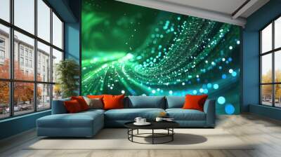 Digital technology speed connect blue green background Wall mural