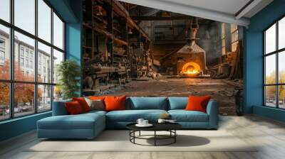 furnace operating a foundry Wall mural