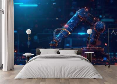 Futuristic Robotic Arm in a Digital Environment Wall mural