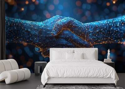 Safe deal concept in futuristic low poly wireframe style Wall mural