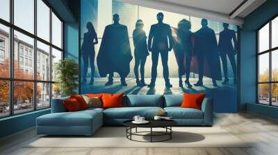 Sucessful Business Team with Heroshaped Shadows Wall mural