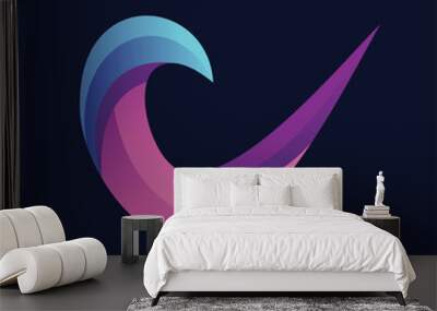 Letter c and V Abstract Logo Vector Wall mural