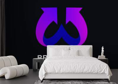 Letter w with arrows logo design Wall mural