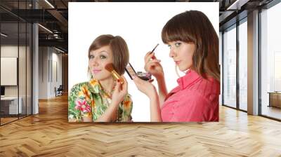 two pretty girls making up Wall mural